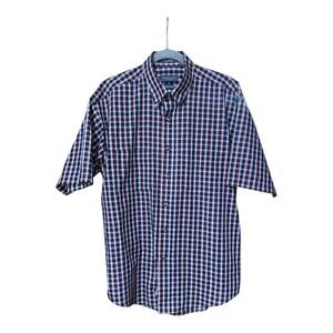 Van Heusen Mens Casual Short Sleeve‎ Wrinkle Free Plaid Shirt Size M 15-15.5